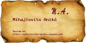 Mihajlovits Anikó névjegykártya